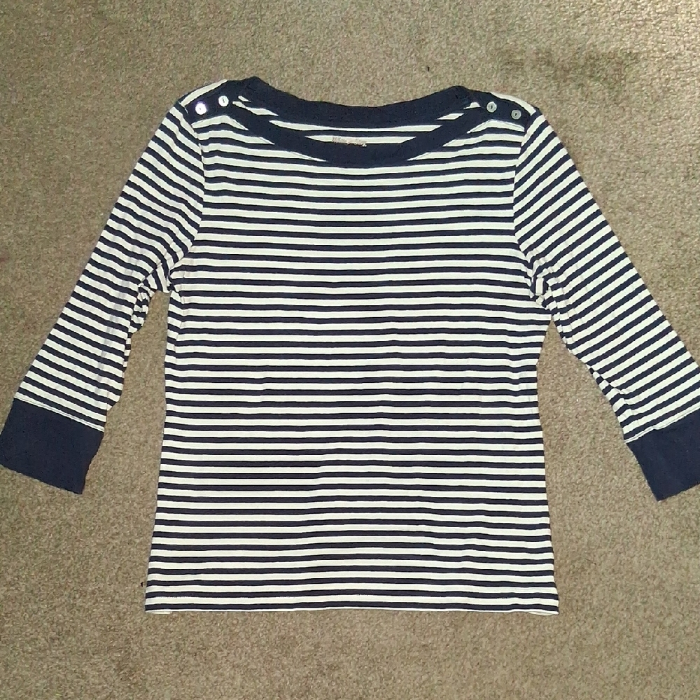 White Stag Navy and White Striped Long Sleeve Tee